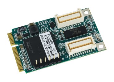 DS-MPE-GPIO Digital I/O MiniCard: I/O Expansion Modules, Wide-temperature PC/104, PC/104-<i>Plus</i>, PCIe/104 / OneBank, PCIe MiniCard, and FeaturePak modules featuring programmable bidirectional digital I/O, counter/timers, optoisolated inputs, and relay outputs., PCIe MiniCard